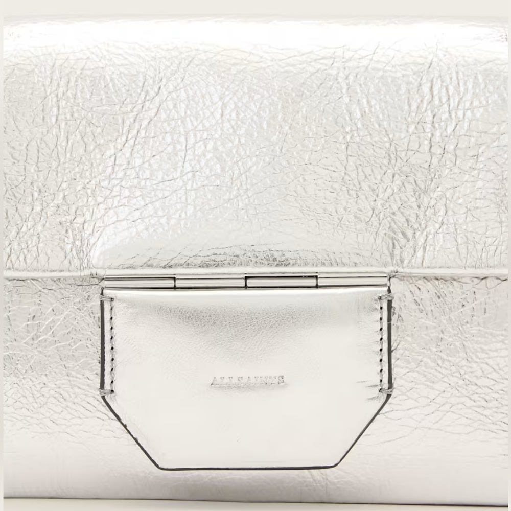 NWT AllSaints Jupiter Metallic Leather Crossbody Bag - Picture 9 of 14